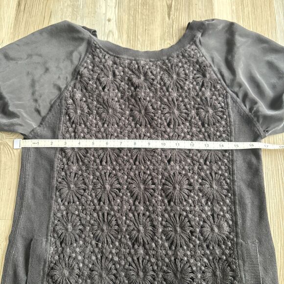 Anthropologie Cluny Embroidered Black Silk Cashmere Blend Dress Size Medium - Picture 7 of 11